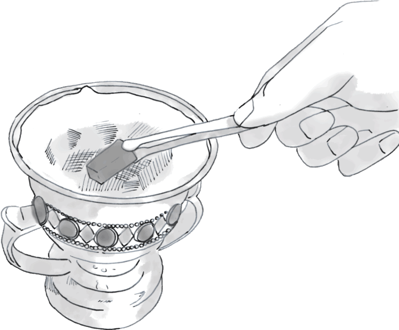 炭を加熱し、香炉に置く。その炭の上に、アラブのお香を載せる